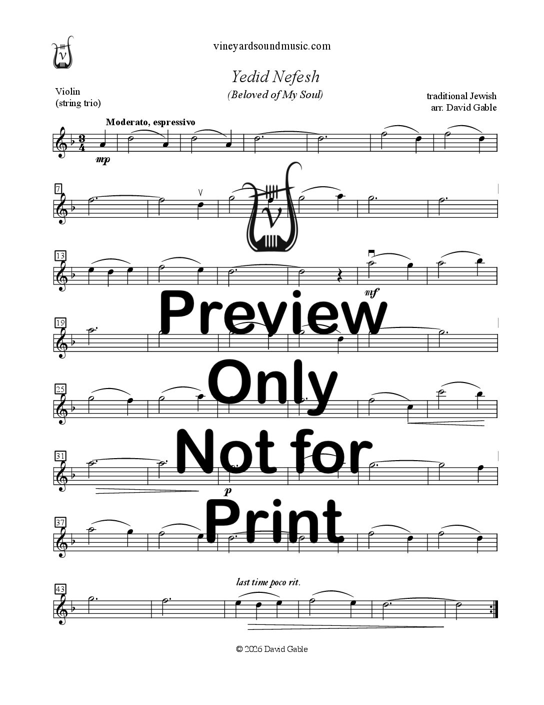 Yedid Nefesh (string trio)