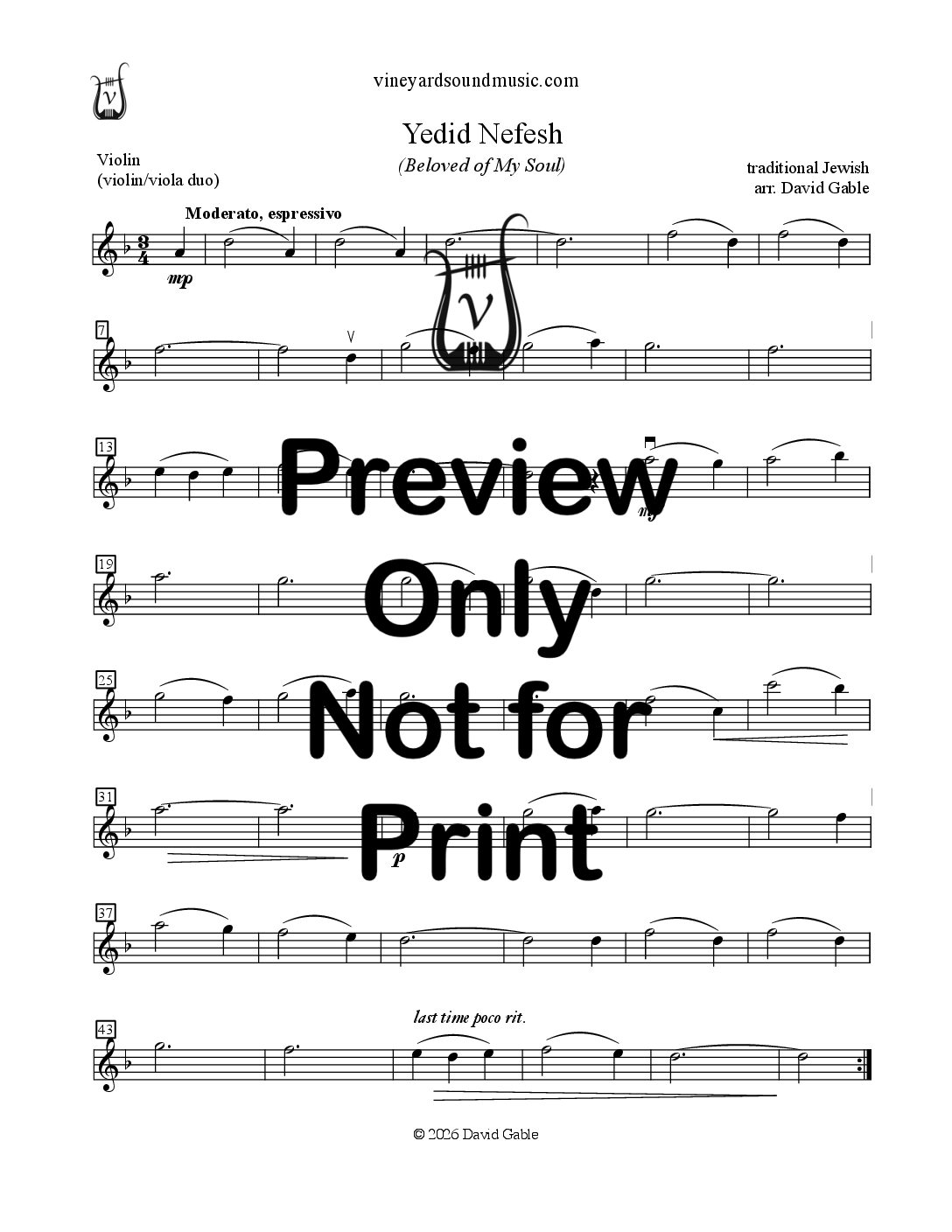 Yedid Nefesh (violin viola duo)