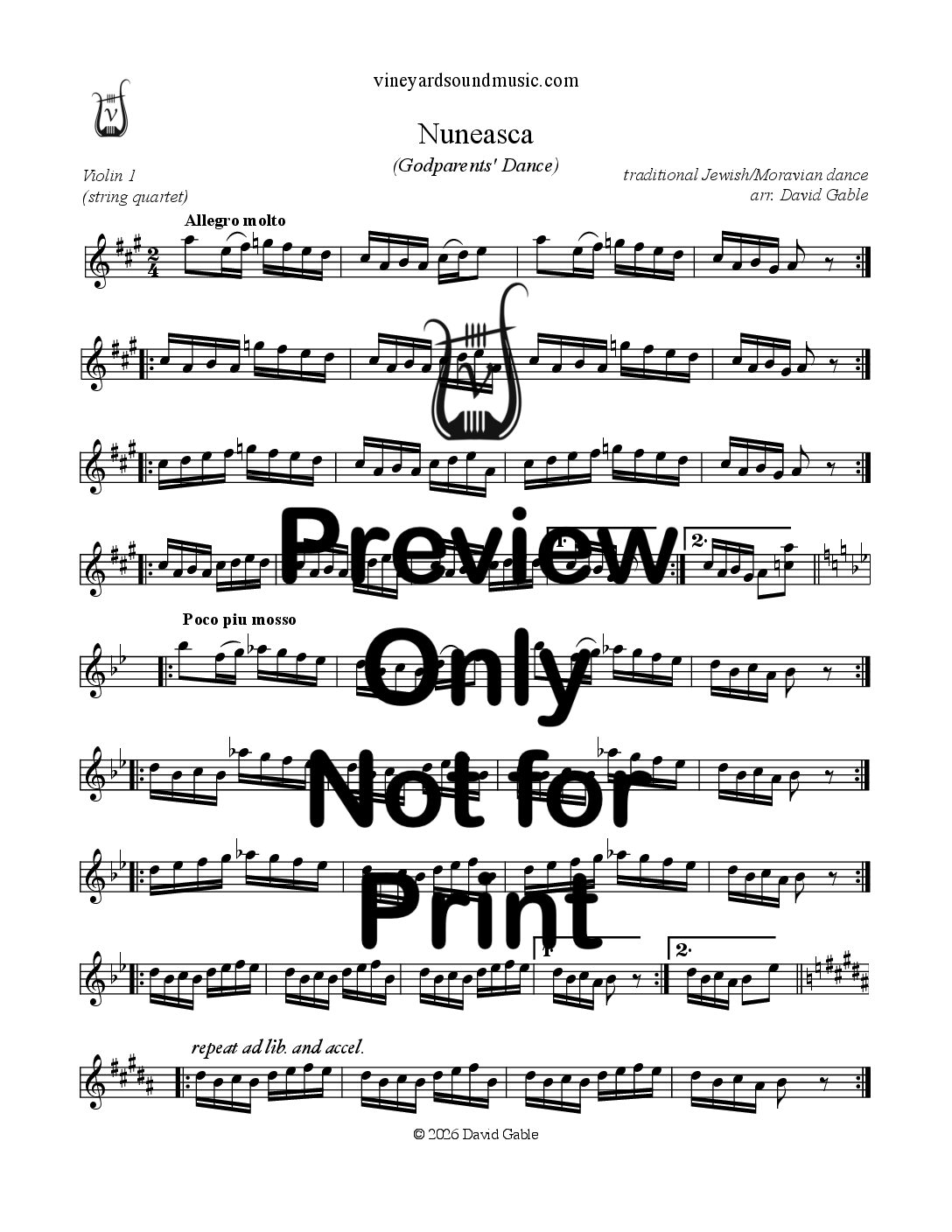 Nuneasca (Godparents' Dance) (string quartet)