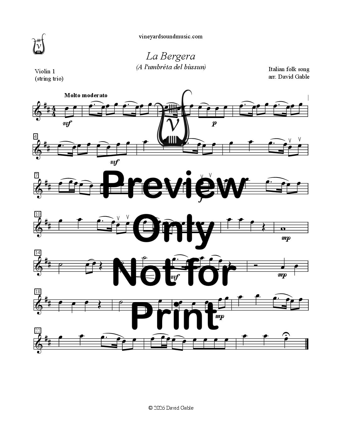 La Bergera (A l'umbréta del bùssun) (string trio)