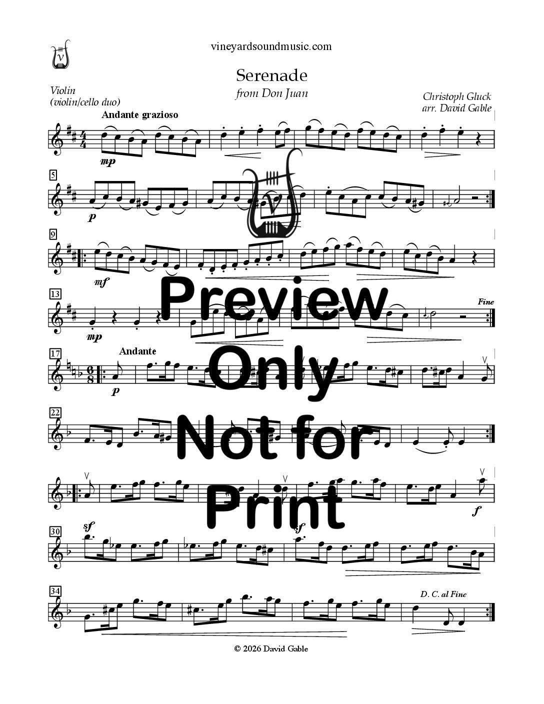 Serenade, from Don Juan (violin cello duo)