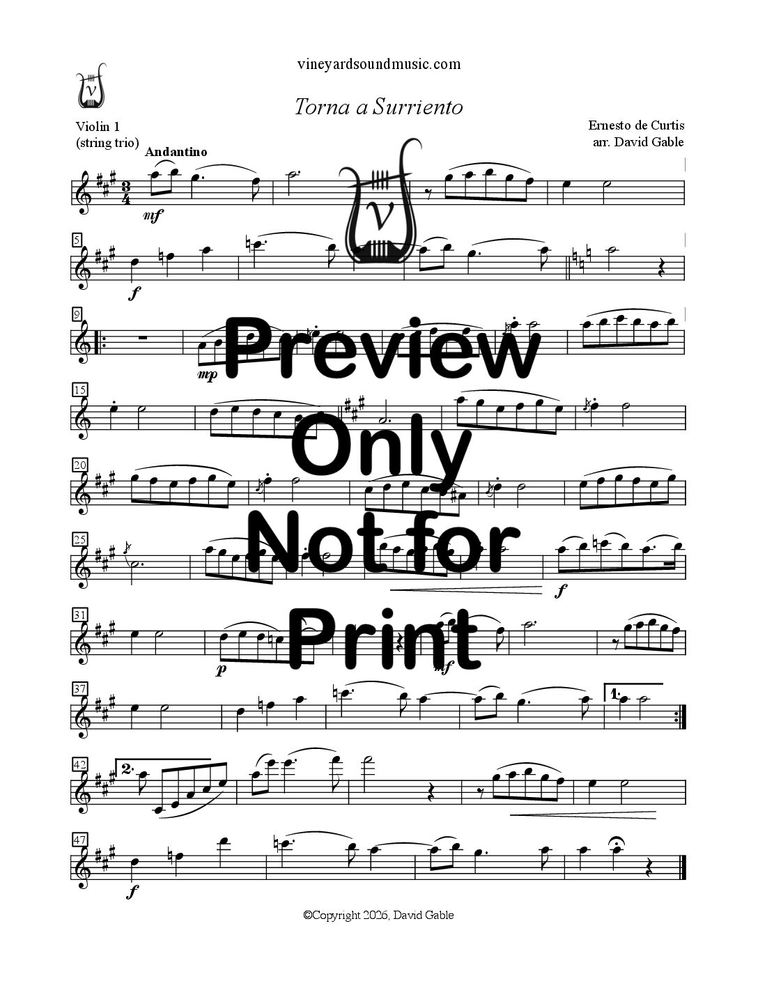 Torna a Surriento (string trio)