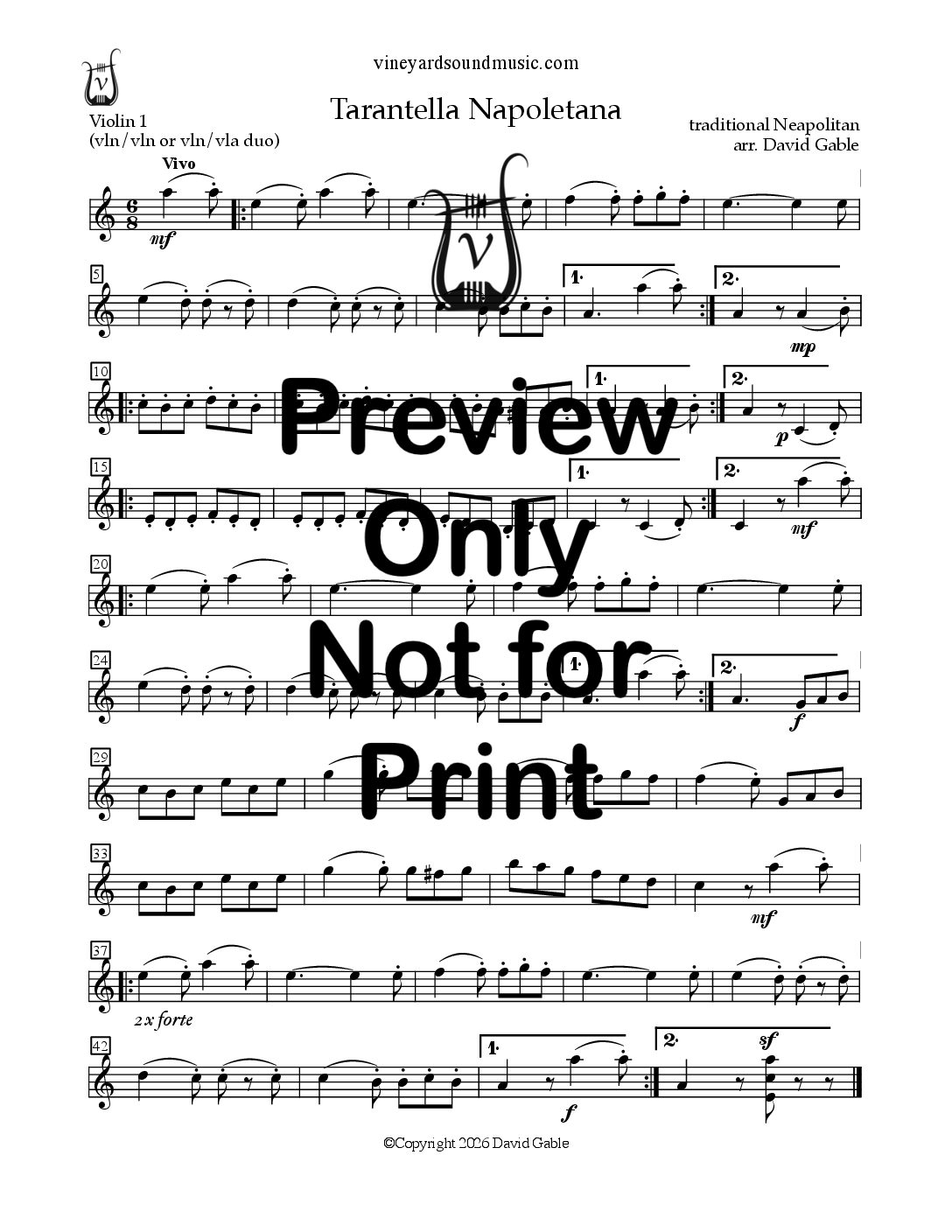 Tarantella Napoletana (violin/violin or violin/viola duo)