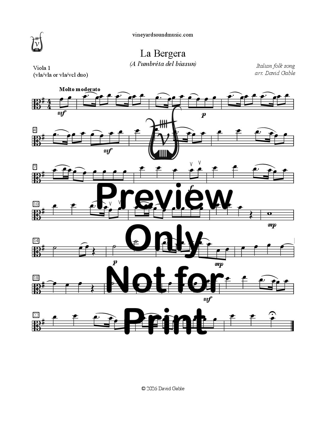 La Bergera (viola/viola or viola/cello duo)