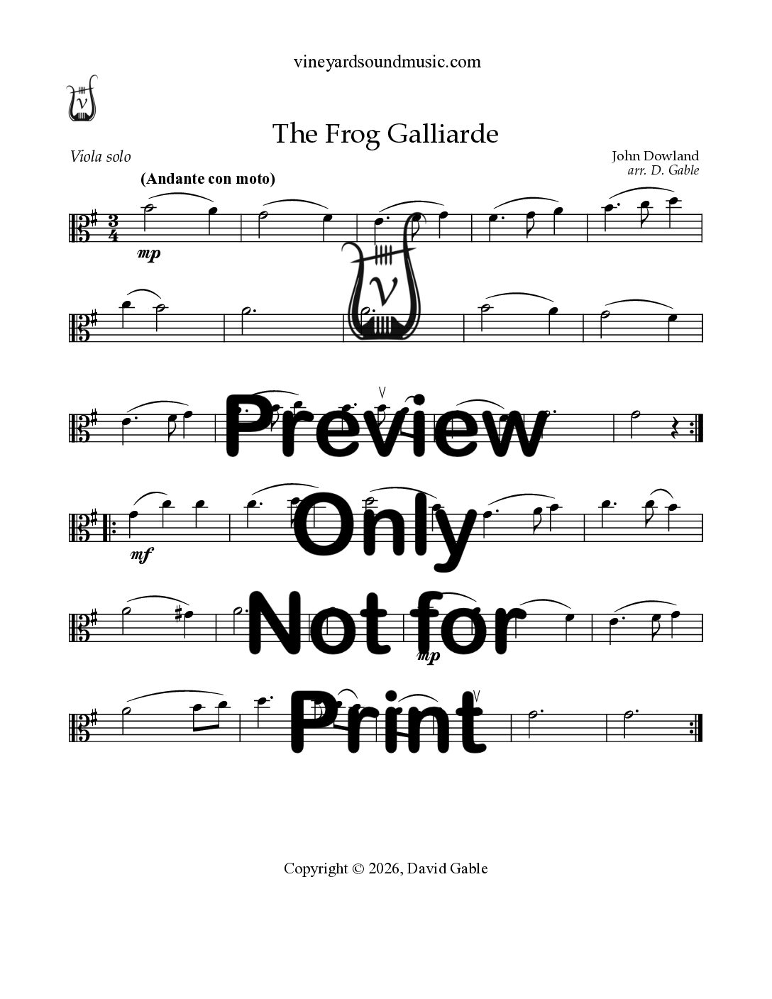 Frog Galliarde, The (viola with piano or organ)