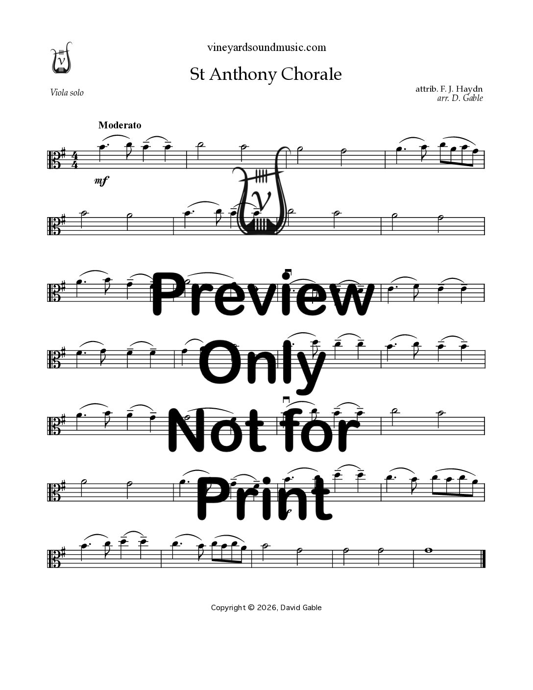 St Anthony Chorale (viola with piano or organ)