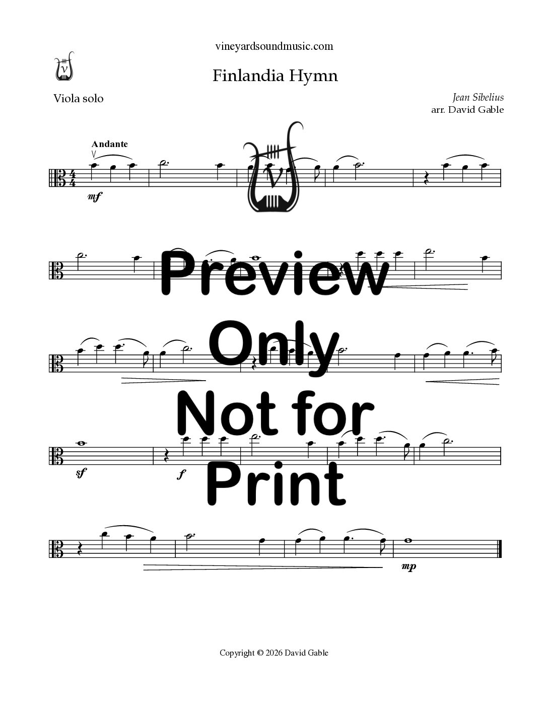Finlandia Hymn (viola with piano or organ)