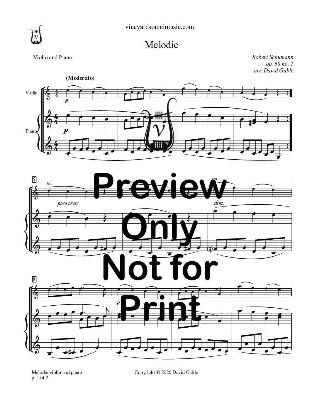 Melodie, op. 68 no. 1 (violin and piano)
