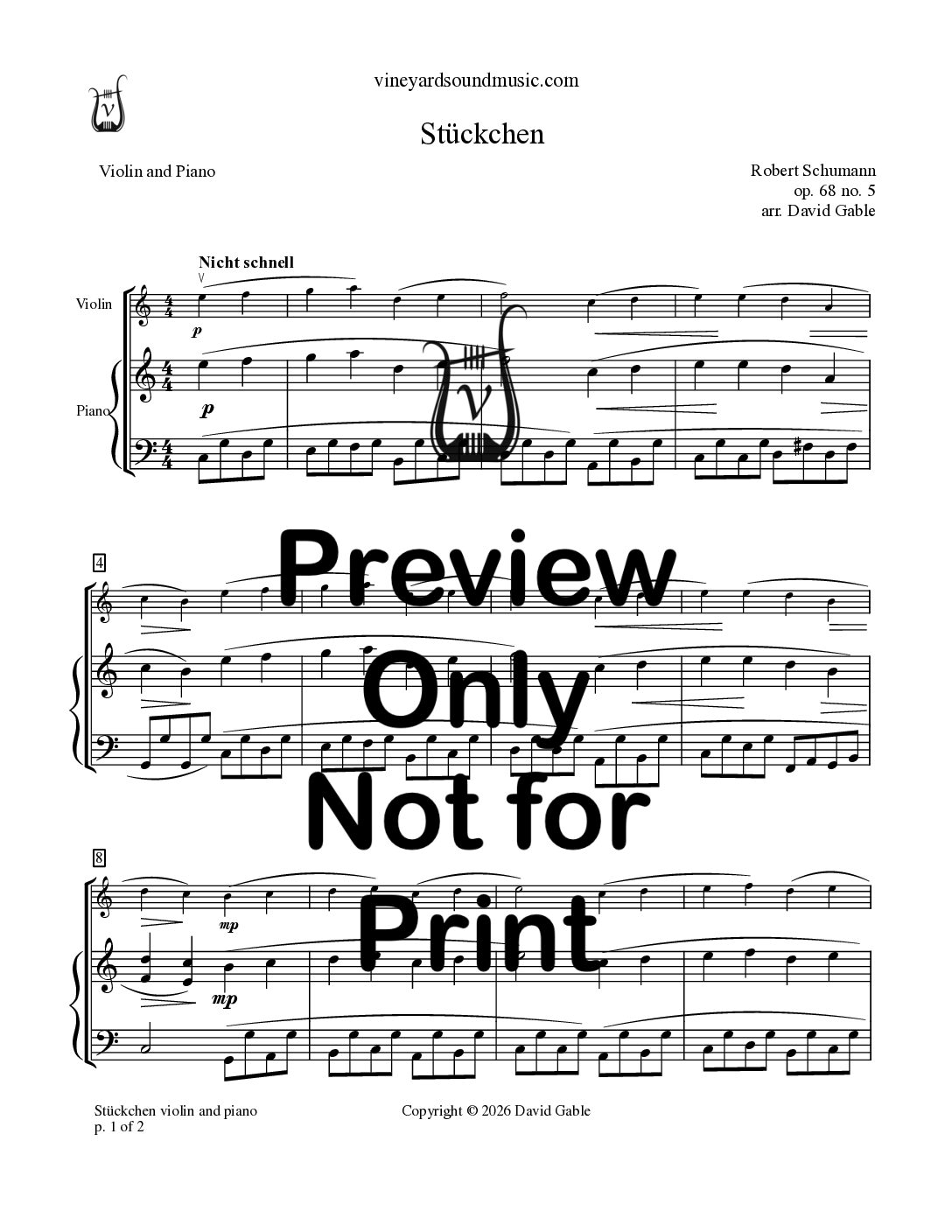Stückchen, op. 68 no. 5 (violin and piano)